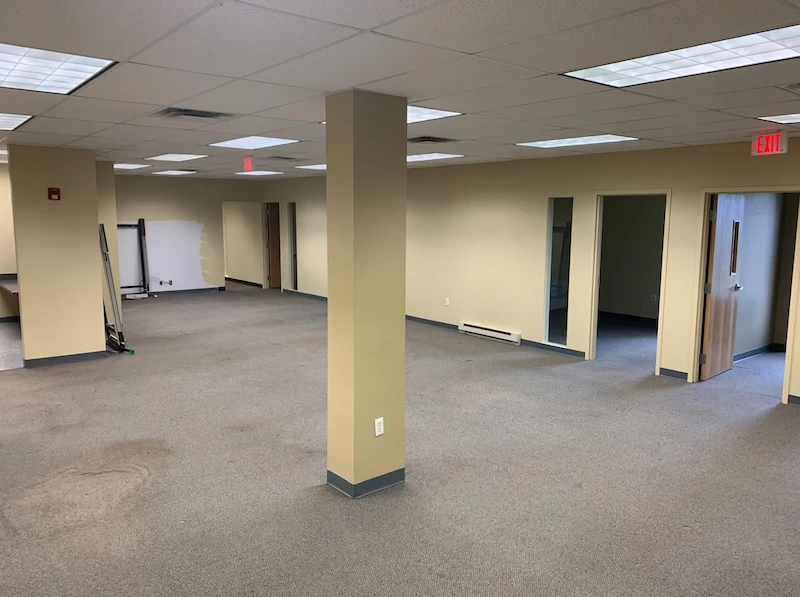 After photo: A completely cleared and swept commercial office space following a full cubicle and furniture removal by JunkDoctors NJ.