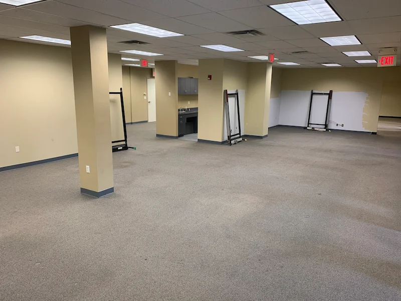 An empty commercial office space in New Jersey after a full Junk Doctors cleanout and furniture removal service.